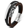 Wholesale New Style Men's Fashion Wrap Bracelet Stainless Steel Hand-Woven Multi-Layer Combination Classic Leather Bracelet