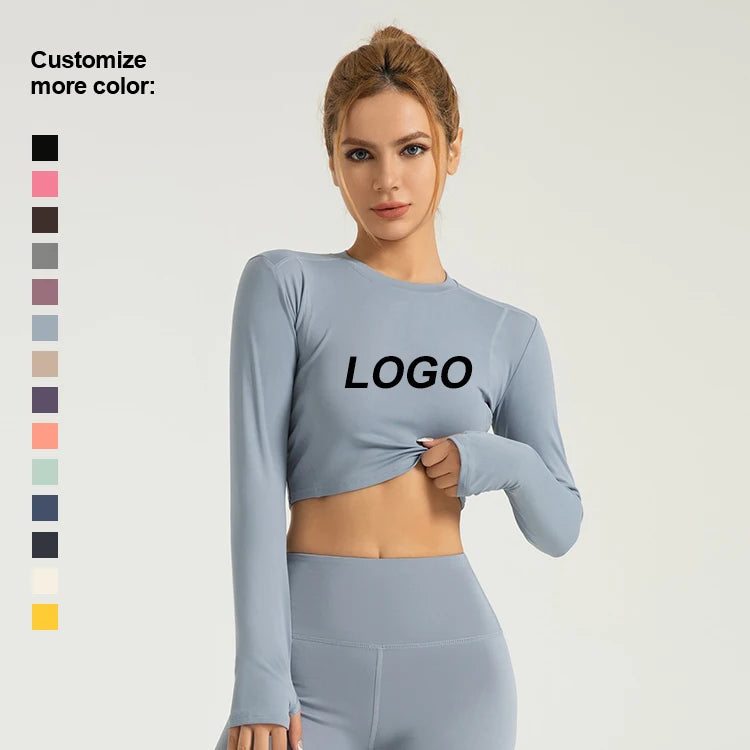 Women's Lightweight Seamless Fitness Sportswear Tops Quick Drying Gym Yoga Studio Running Workout Long Sleeve Wholesale