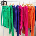 OEM Wholesale Liu Ming Women's Clothing Loose 2-Piece Crop Tops Pleated Ankle-Length Party Pants Solid Pattern Casual Style