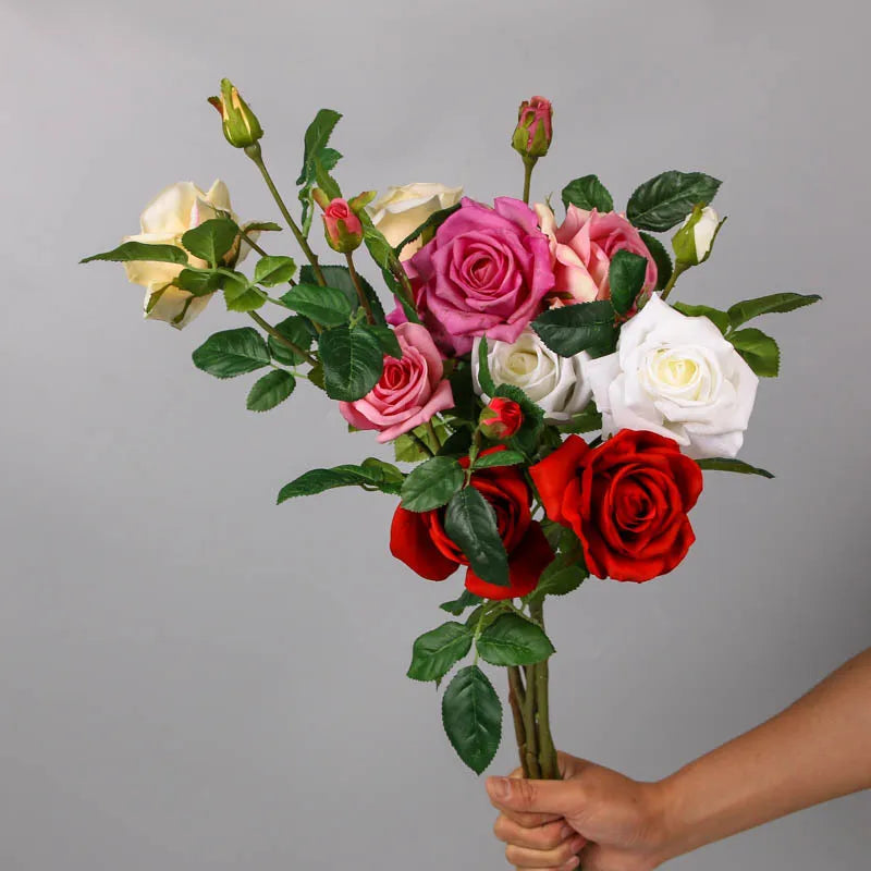 R001 Wholesale Artificial Latex Roses Colorful Real Touch Wedding and Graduation Decoration Bouquets Real Rose Heads
