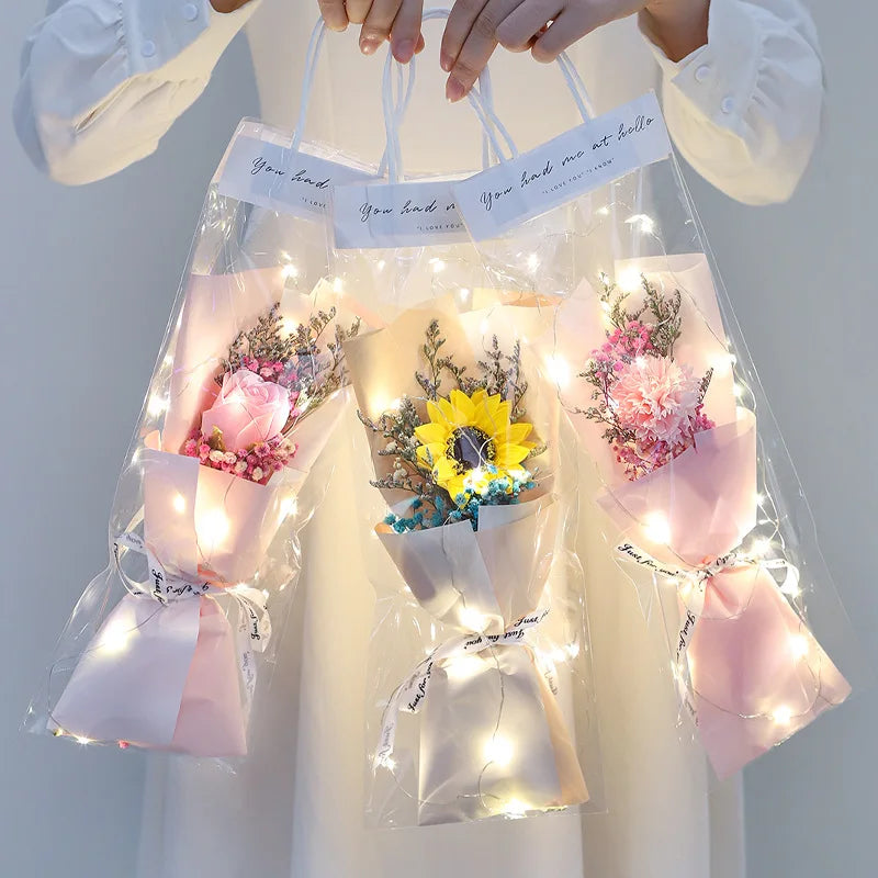 D077 Wholesale Home Decor Wedding Valentine Gifts Mothers Day Birthday Artificial Flower Bouquet Gift