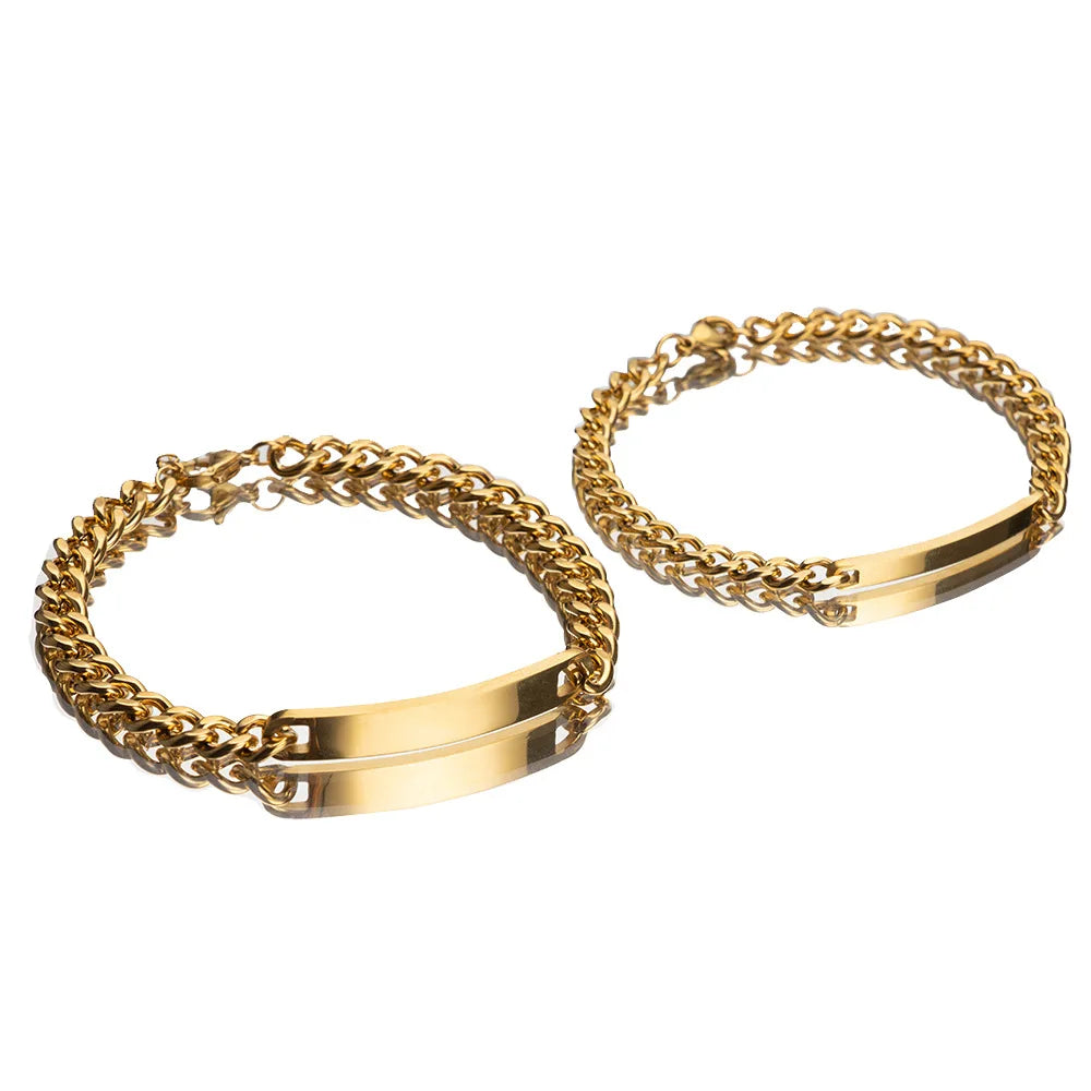 Hot Selling Lover Jewelry 18k Gold  Stainless Steel Adjustable Link Engraving Customized Name Jewelry Bracelet