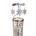 Silver Snowflake Rotating Christmas Carousel Candle Holder Metal Tea Light Holders Rotary Candle Holder for Home Decor