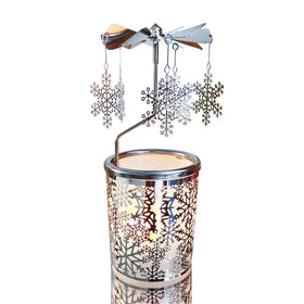 Silver Snowflake Rotating Christmas Carousel Candle Holder Metal Tea Light Holders Rotary Candle Holder for Home Decor