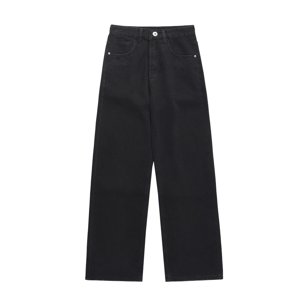 Vintage Solid Color New Fashion Brand Micro Cut Men's Jeans and Pants Designer Baggy Street Black Straight Denim Jeans