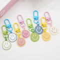 Fashion Bag Charm Multi Color Metal Enamel Happy Smile Face Keychain Accessories for Women Girls