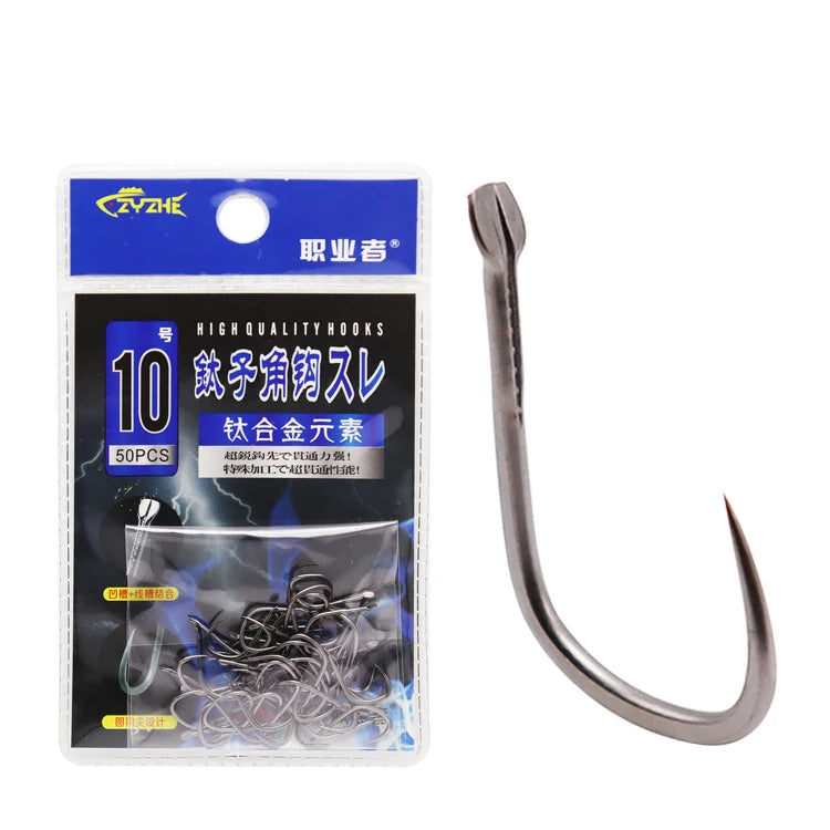 3# to 10# Titanium Alloy Manufacturers Brand Titanium Alloy Barbless Fishing Hooks Carp Fish Hook for Freshwater Fishing Gear