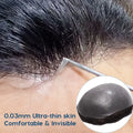 Natural Super Thin Skin Indian Remy Hair Toupee for Men Mens Hairpiece with Thin Skin PU Base Material