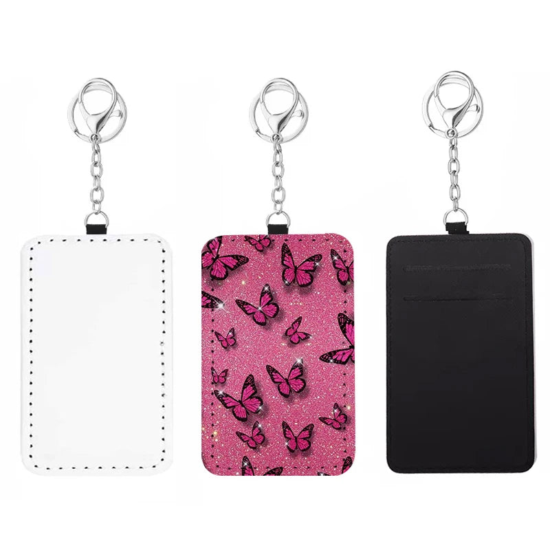 Custom Design Heat Press Bulk PU Leather White Blank Sublimation Business Card Keychain