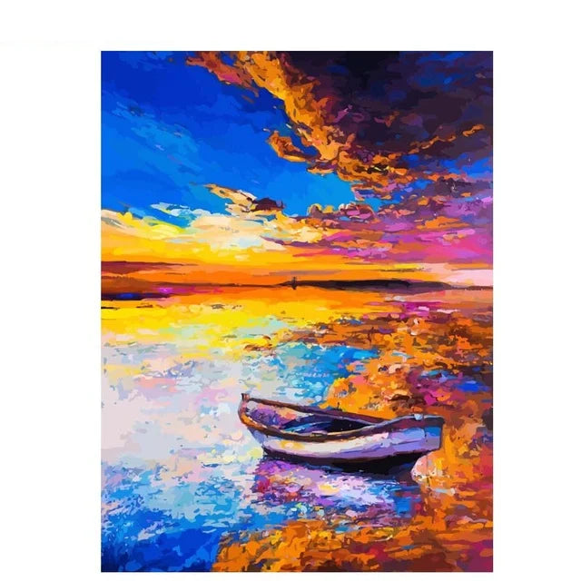 CHENISTORY DZ992793 DIY Painting by Numbers Docking Ship Hotel Home Wall Pictures Abstract Paint by Numbers Modern Oil Painting