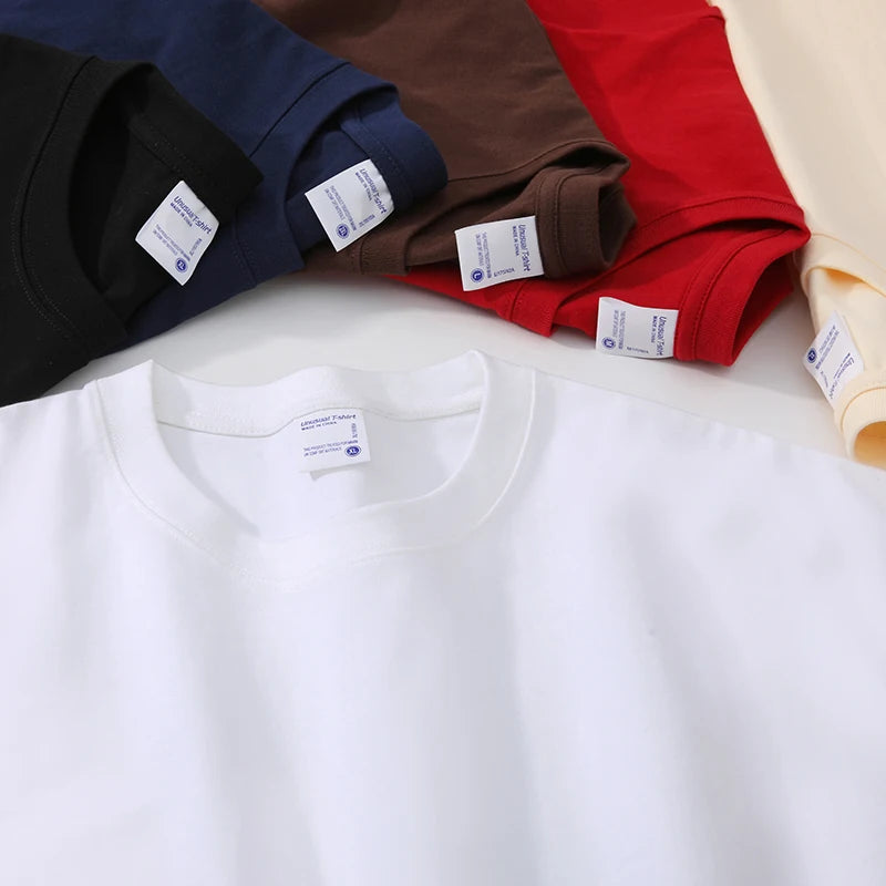 High Quality 100% Cotton T Shirt Unisex Custom  Logo  Drop Shoulder 300GSM Heavyweight  Oversize T-Shirt