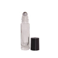 In Stock Essential Oil Perfume Oil Glass Bottle 5ml 10ml Clear Roll on with Black Cap Screen Printing