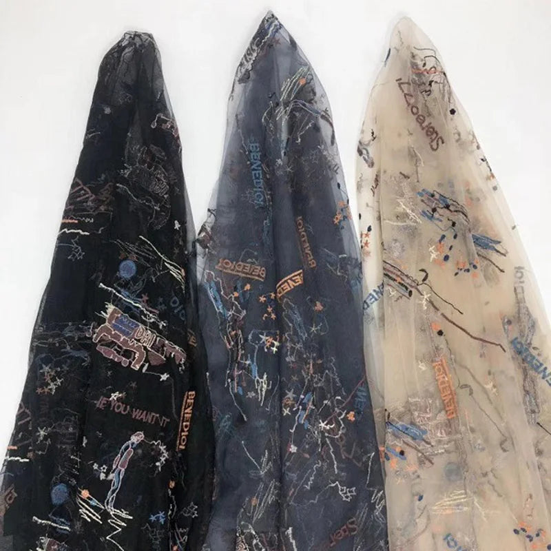 3D Embroidery Floral Lace Fabric Cheaper Mesh Embroidery Mesh Lace Fabric