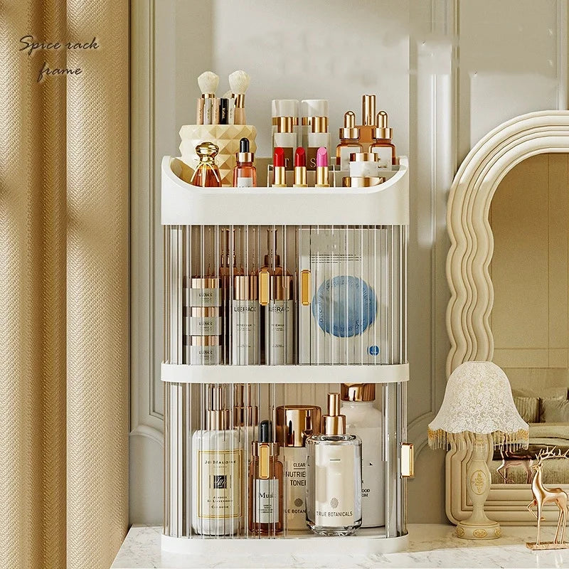 OWNSWING Cosmetics Storage Box Makeup Storage Organizer Door Desktop Storage Cabinet for Home
