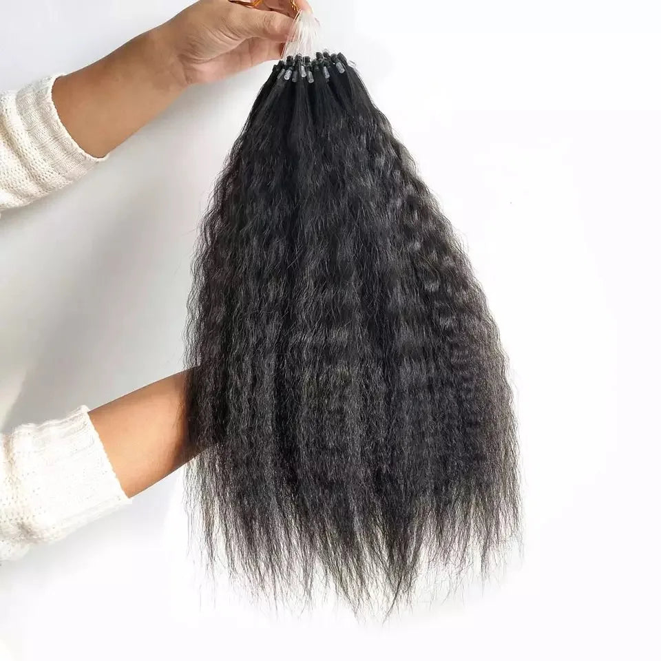 Raw Indian Human Hair Micro Loop Ring Extension Kinky Straight Water Wave Deep Wave Microlinks/ring/loop Hair