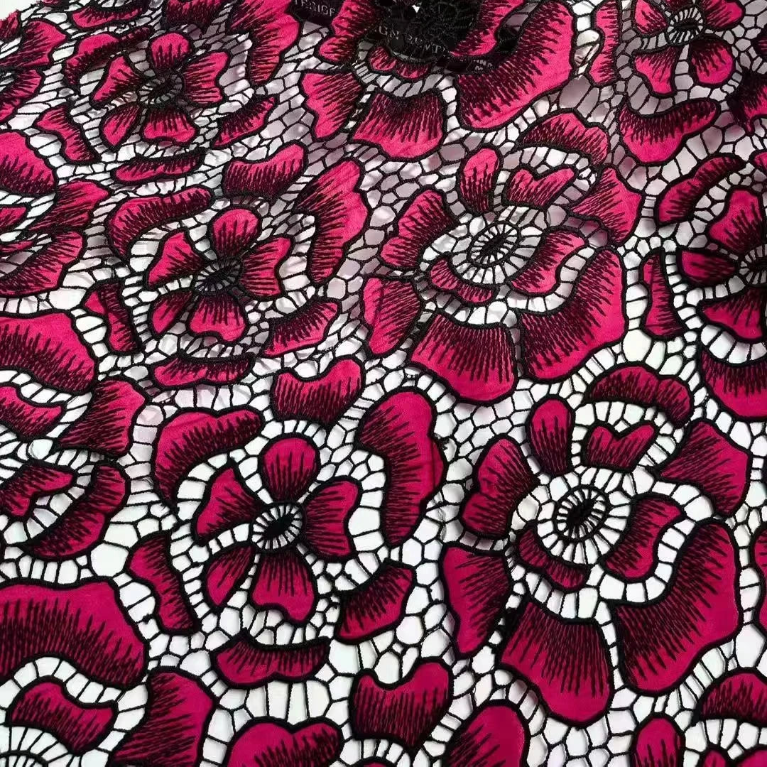 Burgundy Water Soluble Soft Fashion Burgundy Dress Lace Fabric