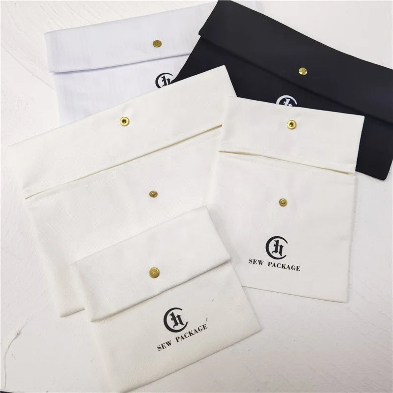 Custom Logo Silk Screen Print Organic Cotton Muslin Bags Printed Logo Envelope Dust Bag Cotton Envelope Bag