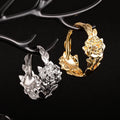 Evorte Chunky Hoop Earrings Gold Plated 316L Stainless Steel Rose Flower Design Wedding Engagement Body Piercing Jewelry