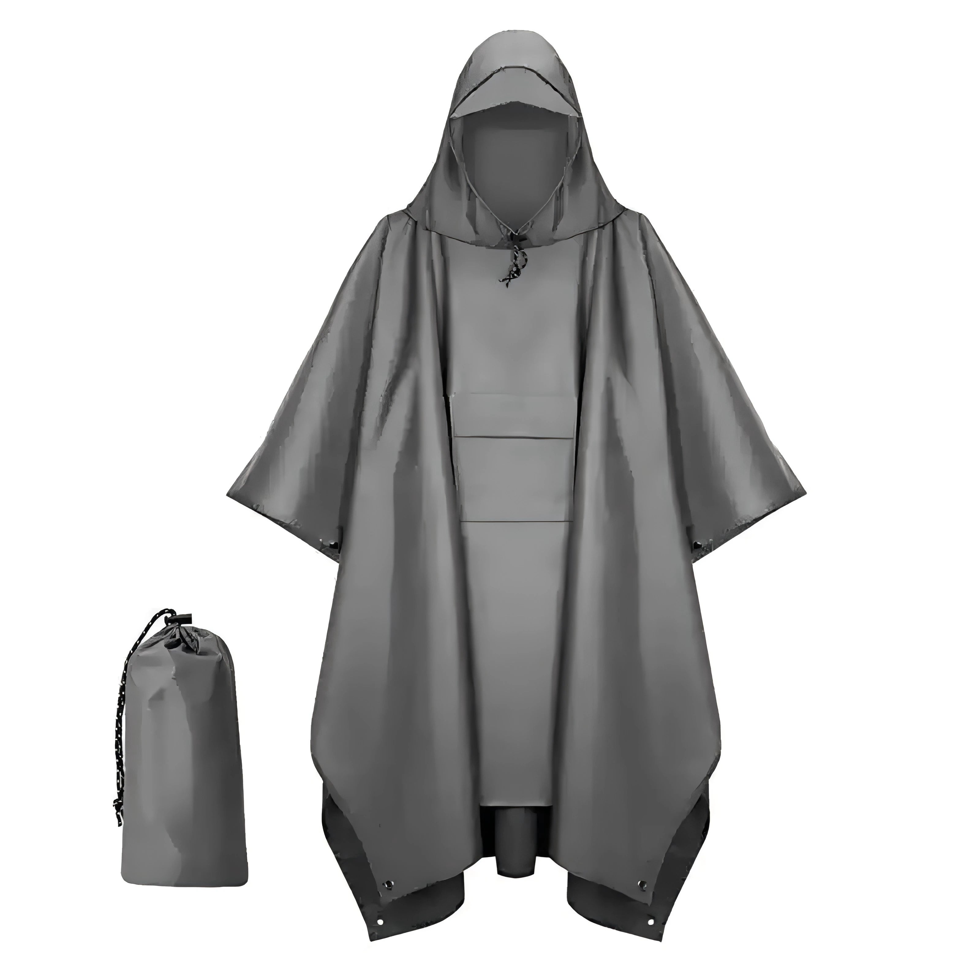 Durable 3-in-1 Adult Polyester Hooded Raincoat Camping Hiking Single-Person Poncho Style Outdoor Travel Household Rainwear
