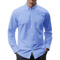 RNSHANGER New Oxford Men's Dress Shirt Classic Solid Color Turn-down Collar Long Sleeve Social Pocket Shirts for Men