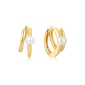 LOZRUNVE 925 Sterling Silver Minimalist Classic Freshwater Pearl Double Hoop Earring Jewelry