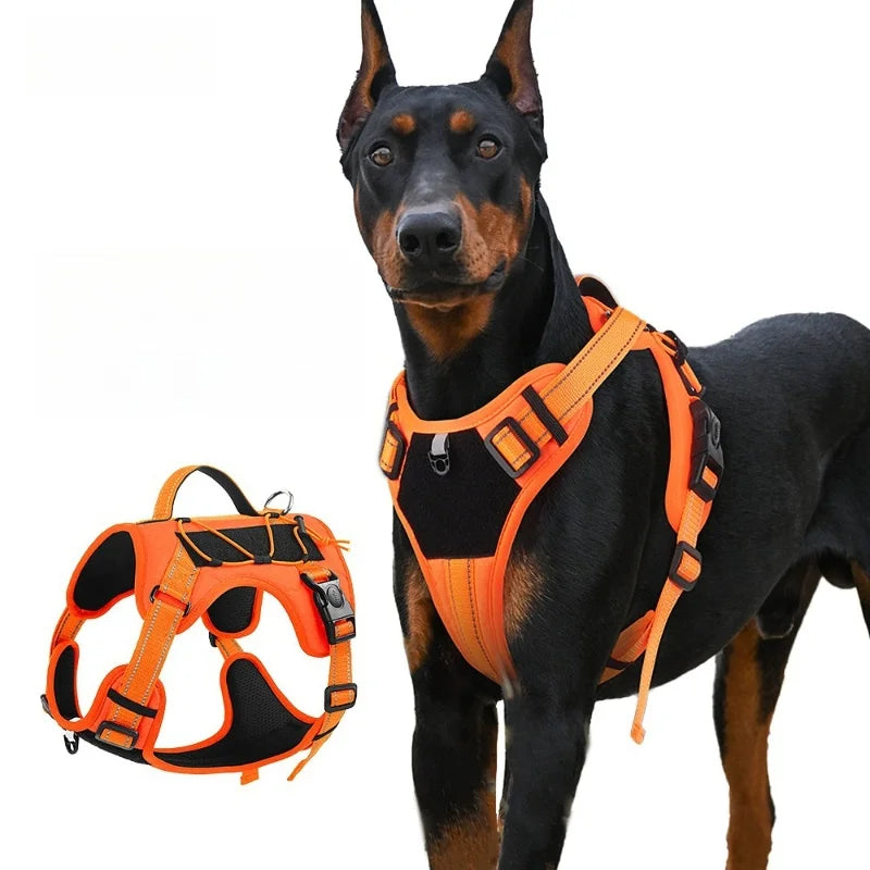 Adjustable Tactical Dog Harness Breathable Reflective Durable Lightweight Dog Vest for Large Dogs Escape-Proof Chest Strap