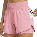 Women's Outdoor High Waist Soft Comfortable Lightweight Running Shorts with Elastic Closure Solid Pattern and Pockets