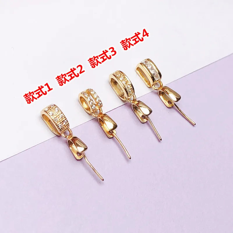 Vekeklee YSH7191 925 Sterling Silver 18K Gold Plated Pearl Screw Eye Pin Jewelry Making Connectors Accessories Peg Pendant Bail