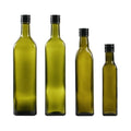 Wholesale 250ml Dark Green square Cooking Oil Bottle Glass Olive Oil Glass Bottle with Lid