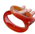 Dark Red Jade Bangle Large US Size9-10 Indian Agate Stone Gemstone Width Healing Crystal Wide Bracelet Best Gift for Woman Man