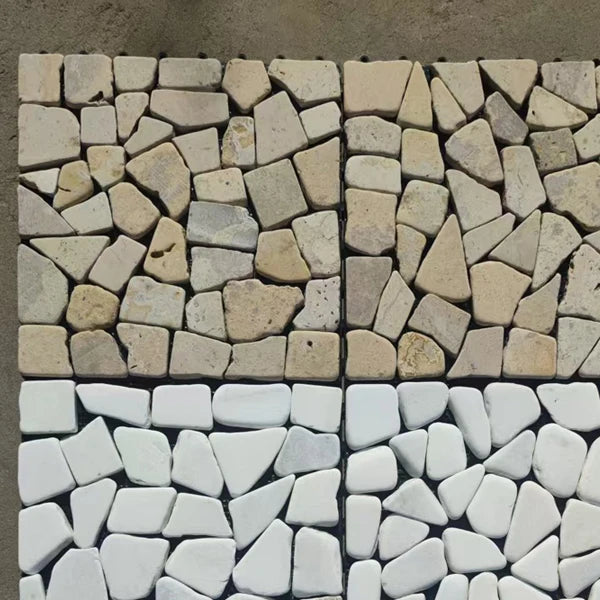 Outdoor DIY Wood-Bamboo Decking Tiles 300*300mm Interlocking Stone Balcony Tiles for Pool Garden Card Buckle Together Wood Grain