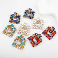Wholesale Glass Geometric Big Dangle Earrings Colorful Rhinestone Crystal Glass Square Stud Earrings Jewelry for Women