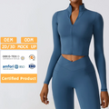 Wholesale Yoga Coat Training Clothes Stand Collar Zip up Sleeve Sports Jacket Sport Outfit Jogging Gym Top for Women