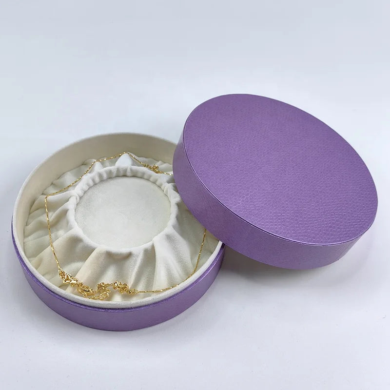 Handmade Purple Cream Wedding Tiara Crown Gift Packaging Box with Paper Velvet Lining Custom Jewelry Necklace Box 18x18x8cm