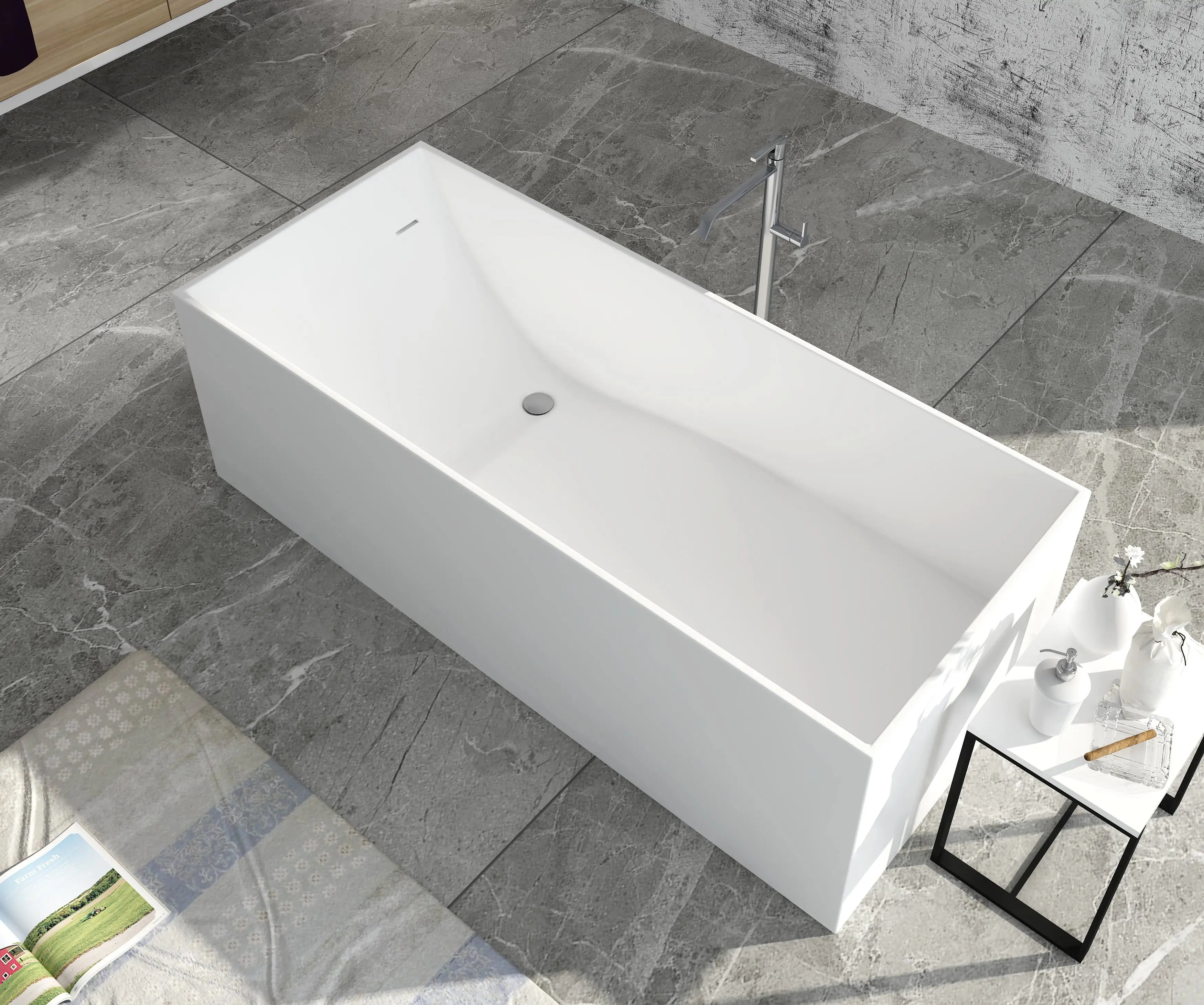 China Factory Customize Wholesale Standard Strait Solid Surface Bathtubs