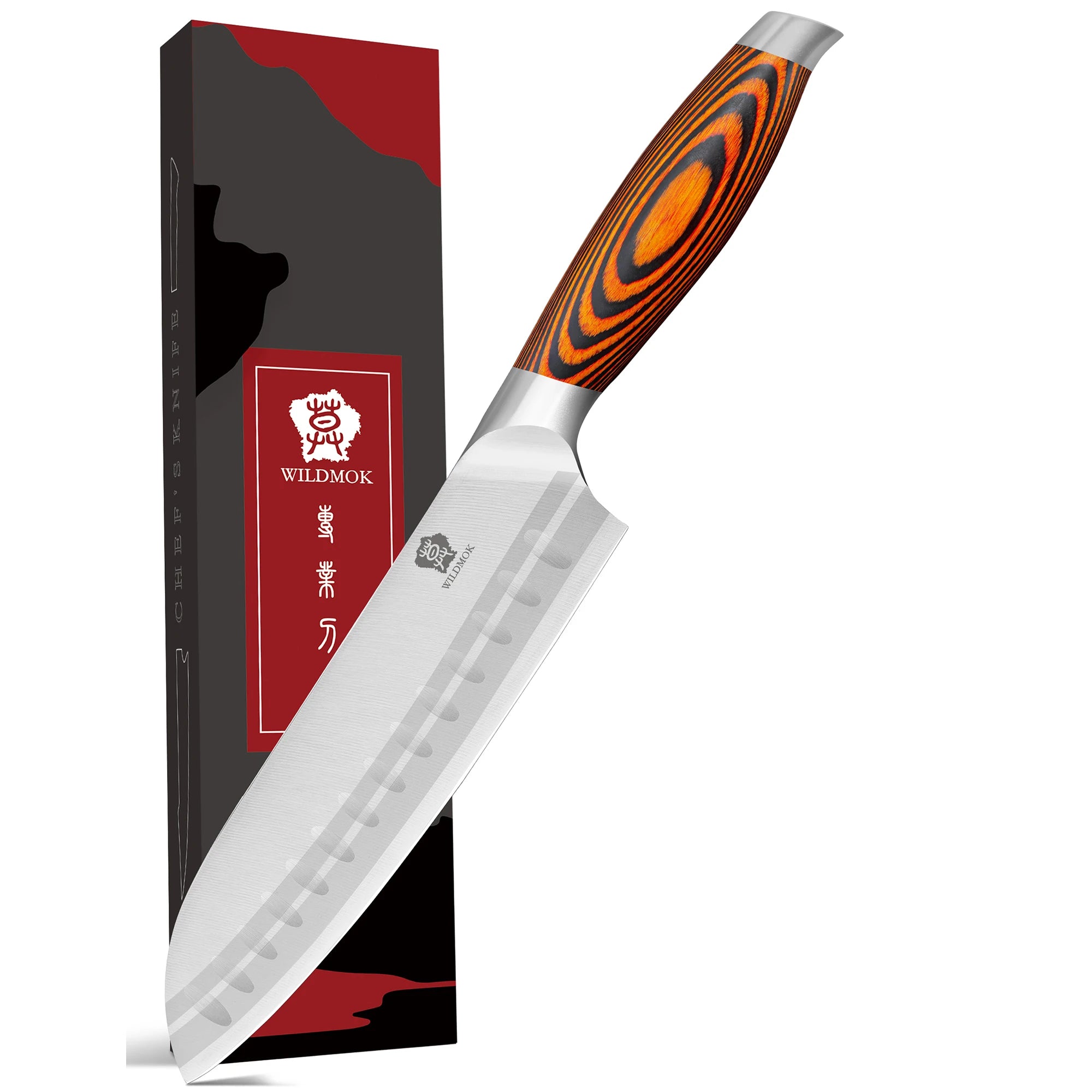 WILDMOK Professional 7 Inch Santoku Knife Precision Balanced Design with Wood Handle Sharp Knife for Home Use