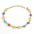 Hot Sale Oil Drip Beaded Turkish Tiny Eye 18K Gold 316L Stainless Steel Charm Friend Bracelet for Women