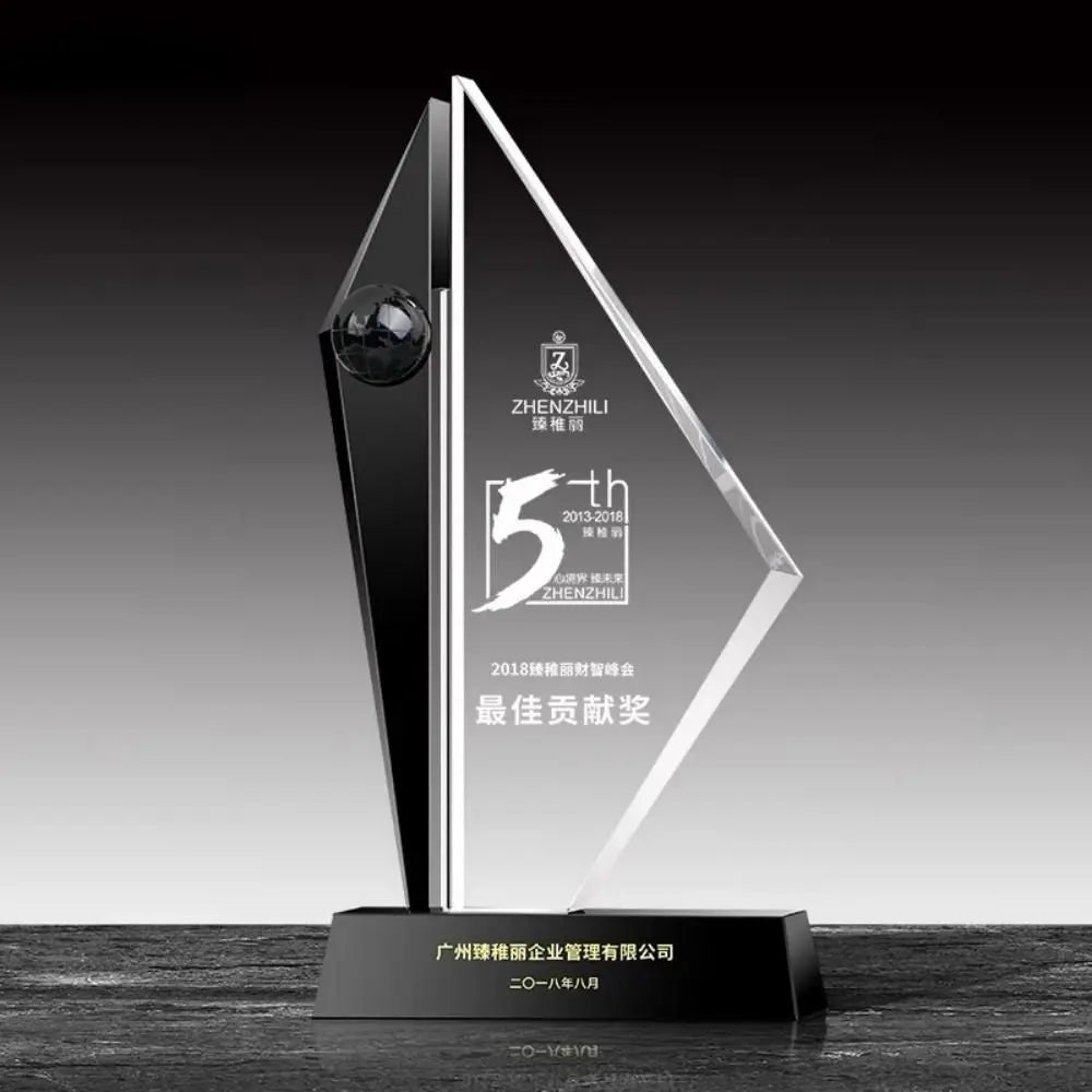 ADL Wholesale Crystal Glass Trophy Awards with Black Crystal Glass Sailboat Trophy Awards for Company Award Business Gift Trophy
