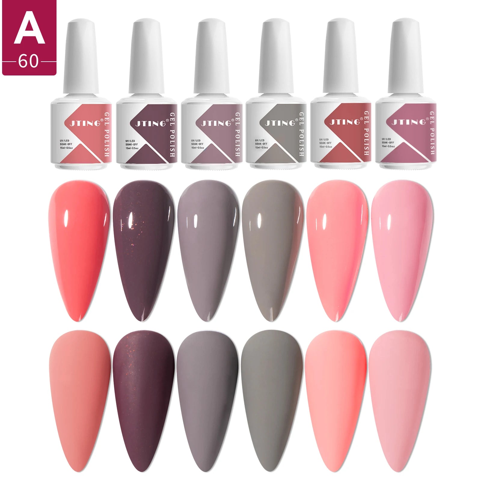 JTING Supplier Nail Salon Professional 15ml Enamel Nail GEL Polish Uv Gel 6Color Set Box Custom Semi Permanent Nail Art Supplies