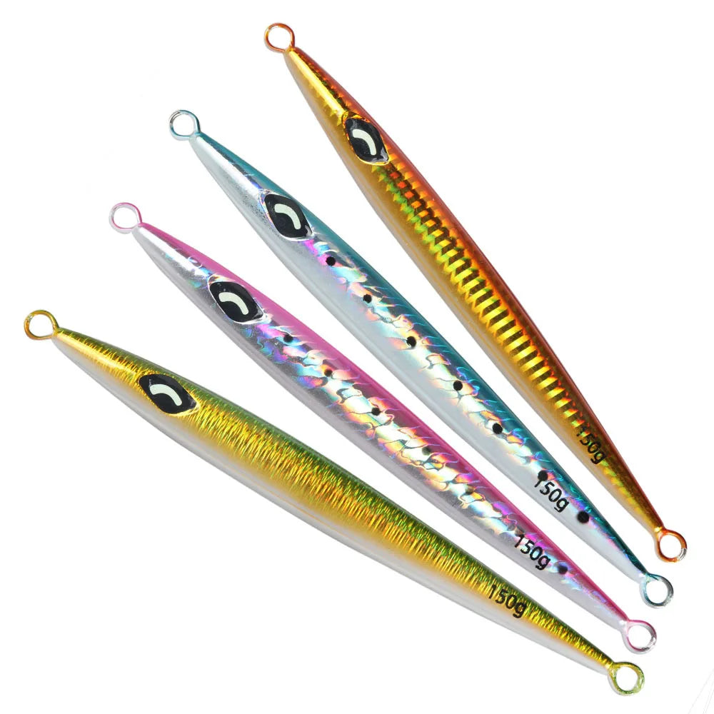 Trout Targeted 130g-180g Saltwater Fishing Jig Lure Luminous Slow Jigging Metal Bait PVC Material 80g Weight Pencil Lure