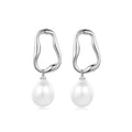 Fine Jewelry 925 Sterling Silver Minimalist Irregular Hammered Pearl Stud Earrings for Women