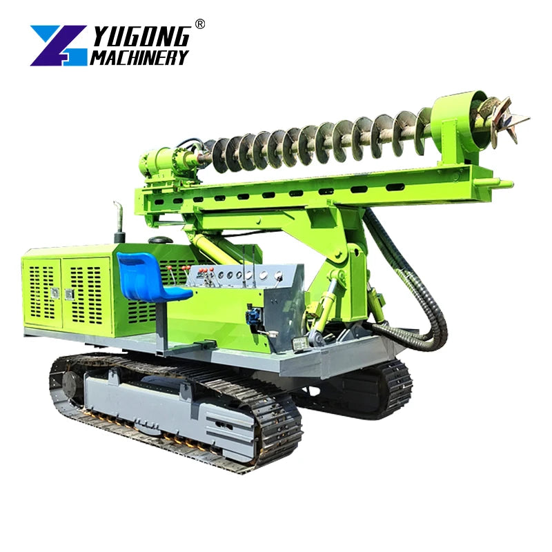 Hydraulic Crawler Solar Pile Driver with Auger Drill for Bored Pile Foundations