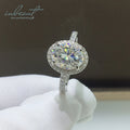18K Solid White Gold Original 2 Carat Excellent Cut Diamond Test Past D Color FL Oval Moissanite Ring for Wedding Fine Jewelry