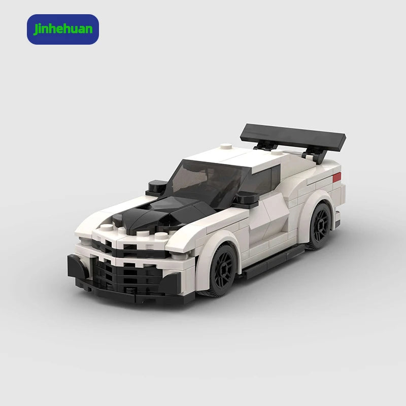 Creative Moc Brick White Sport Car Assembled Diy for Boy Mini Plastic Abs Car Building Block Sets