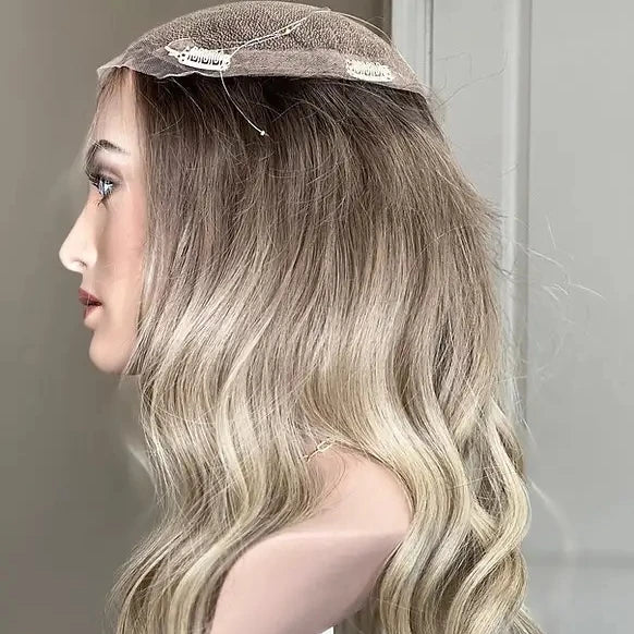 Lace Base Toppers for Women Ombre Blonde Invisible Knots Lace Top Topper Virgin Remy Cuticle Aligned Human Hair Toupee