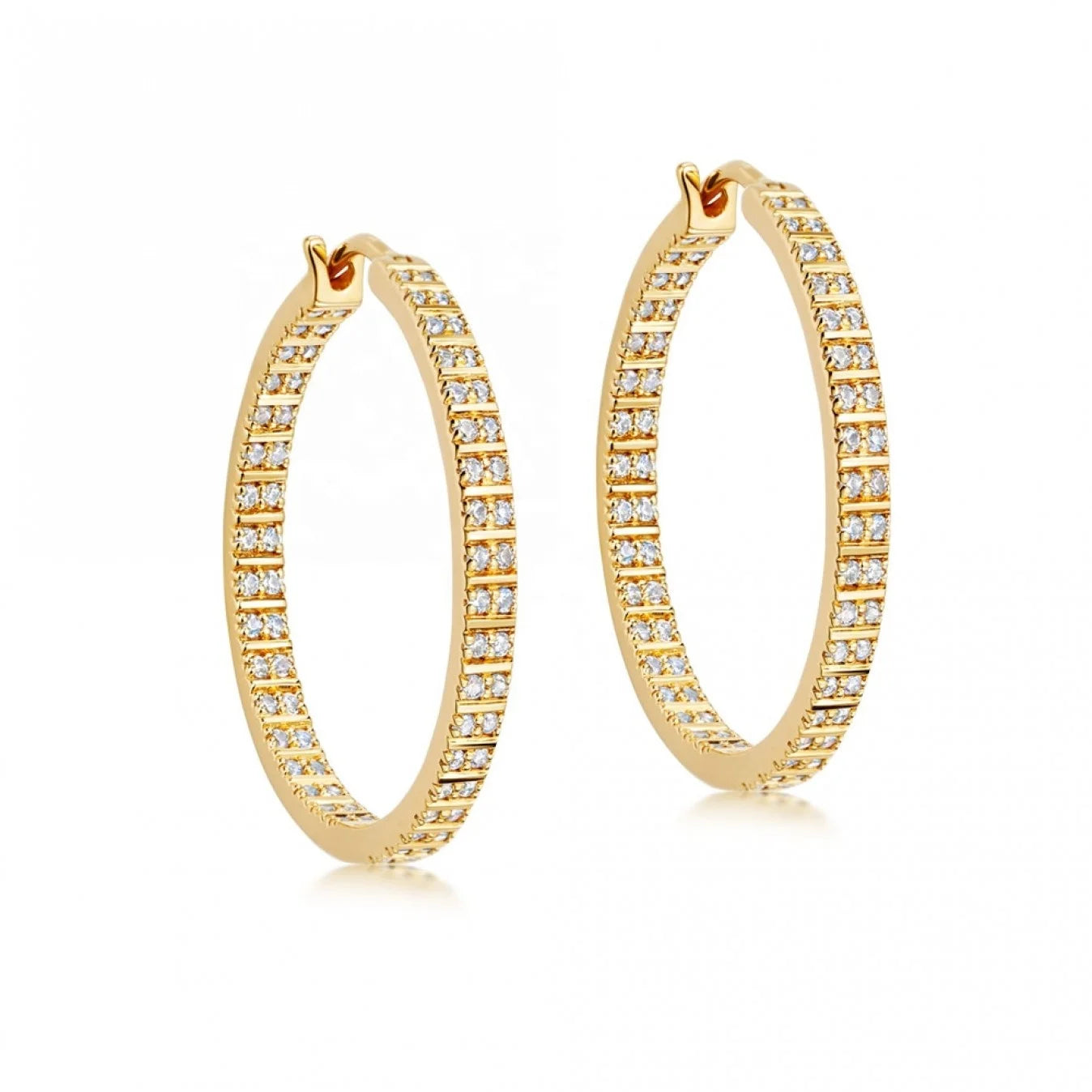 LOZRUNVE 925 Sterling Silver 14K Gold 18K Gold Plated Jewelry Full Pave Large Hoop Earrings Wholesale