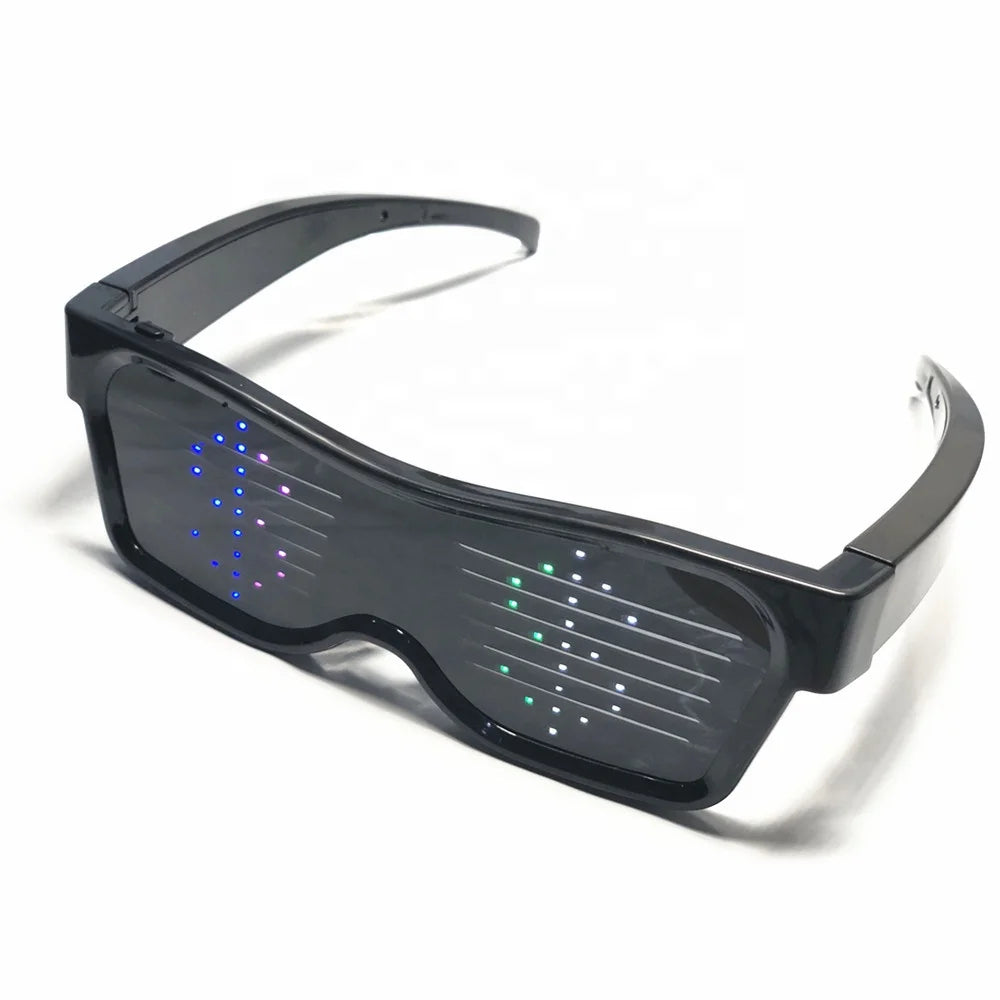 Direct Factory Bluetooth LED Glasses Multi-language Programmable Text Animation Light App Control Party Magic Graduation Ramadan