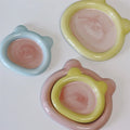 Korean Ins Hand Painted Chubby Bear Plate Cartoon Porcelain Cake Dessert Plates