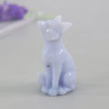 Wholesale Natural Blue Chalcedony Fox Carving Handmade Gemstone Craft Healing Stones Crystals Statue for Home Decoration Gifts