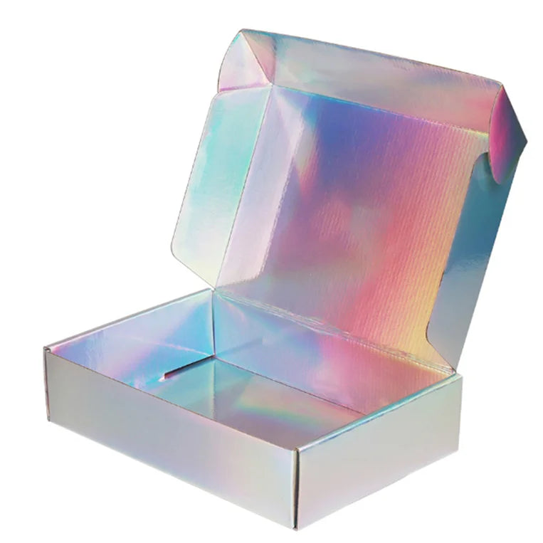 Low Cost Cosmetics Printing Clothing Mailer Shipping Holographic Recycled Flute Mailer Corrugated Package Paper Shipping Box
